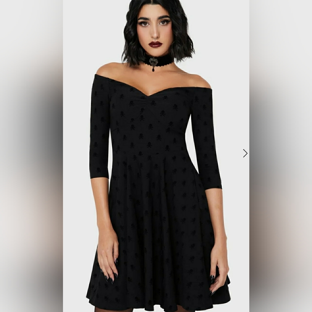 Killstar Black Off-Shoulder Long Sleeve Dress